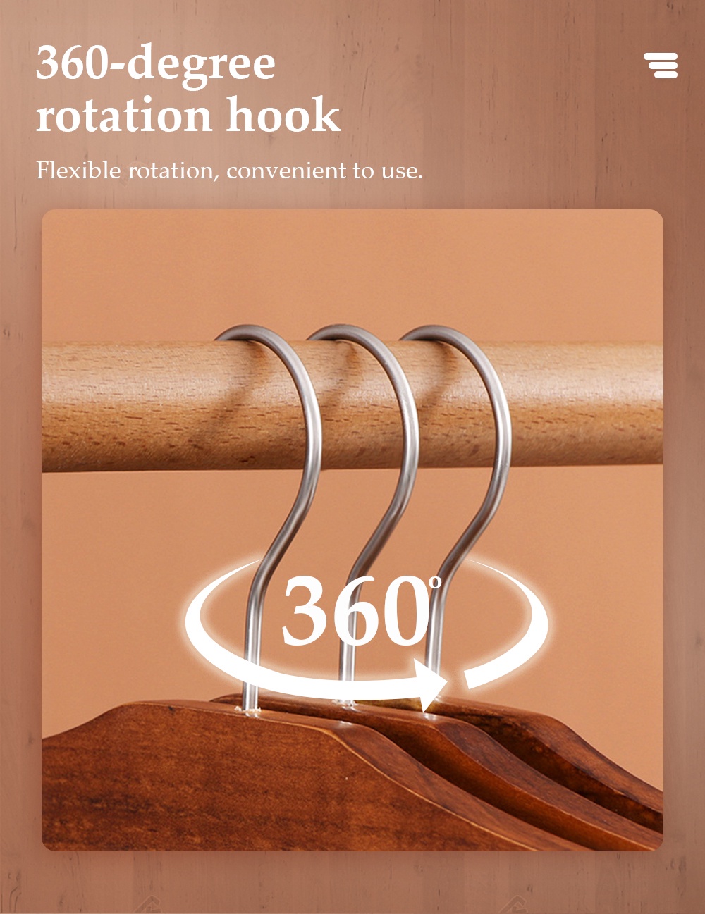 5 Layers Trousers Hanger Wooden Flocking-6